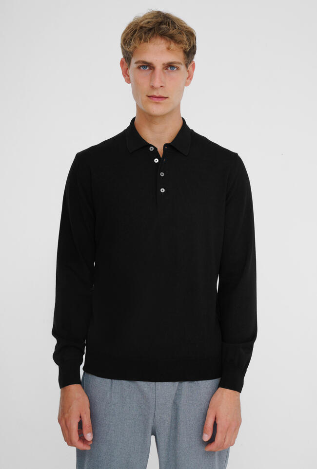 Ferrante | Polo en laine mérinos - Noir