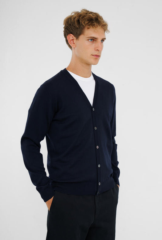 Ferrante | Gilet en laine mérinos - Bleu marine