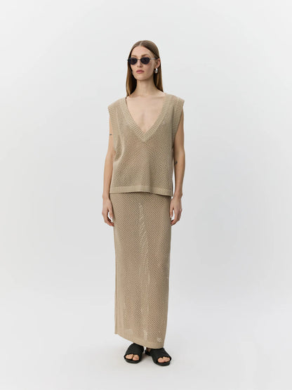 SOFIE SCHNOOR | Jupe maxi en maille "ELADASW" - Beige