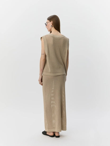 SOFIE SCHNOOR | Jupe maxi en maille "ELADASW" - Beige