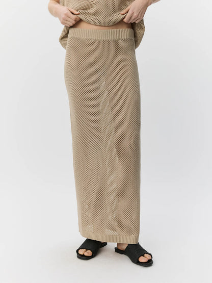 SOFIE SCHNOOR | Jupe maxi en maille "ELADASW" - Beige