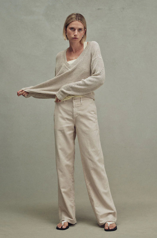 AMO | Pantalon ''Emma'' à coupe ample et taille haute - Dove