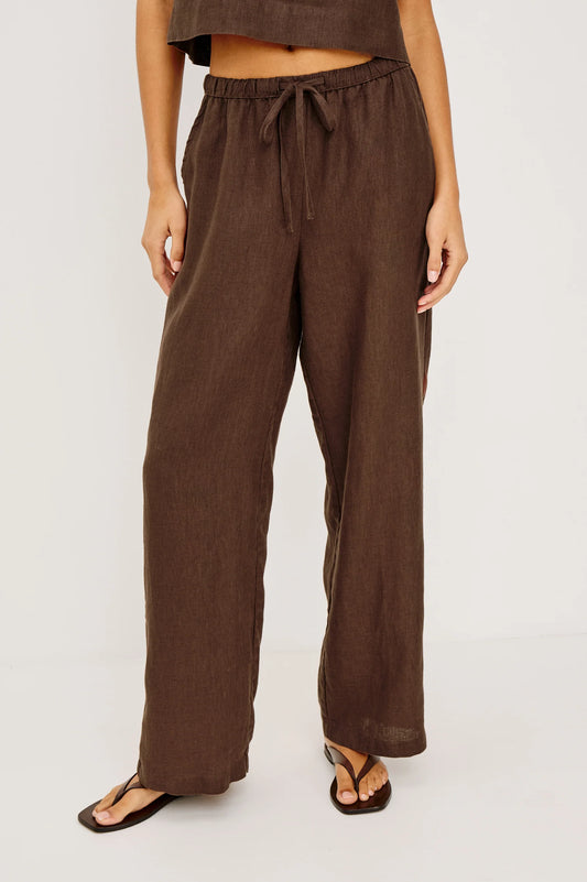 Rails | Pantalon taille haute en lin ''Emmie'' - Espresso