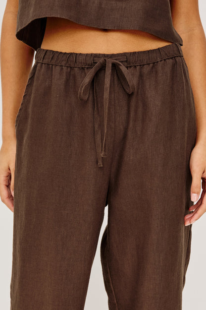 Rails | Pantalon taille haute en lin ''Emmie'' - Espresso