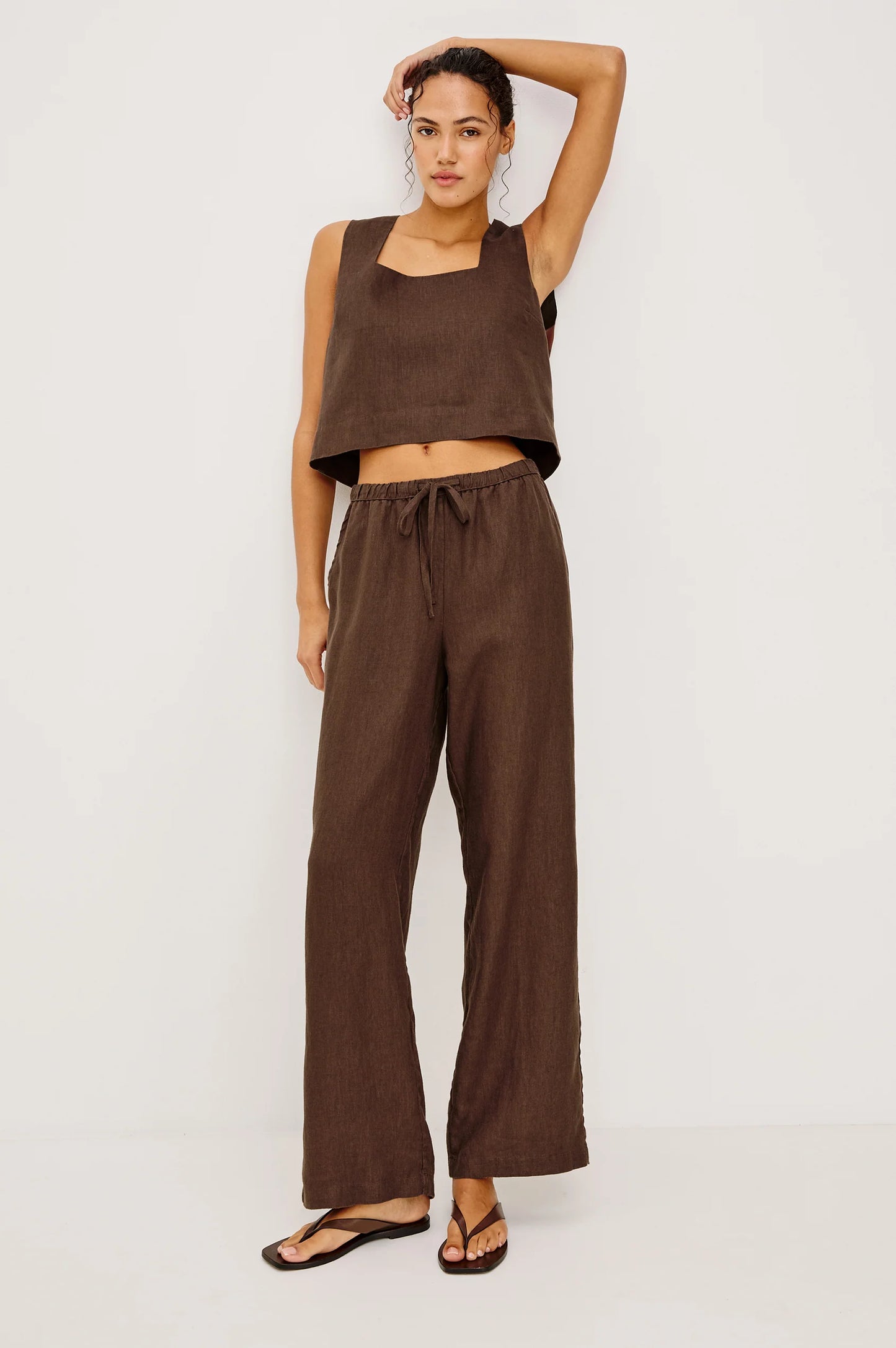 Rails | Pantalon taille haute en lin ''Emmie'' - Espresso