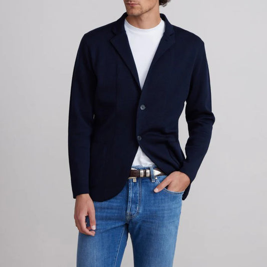 Emanuel Berg | Gilet en laine mérinos Premium  - Marine clair