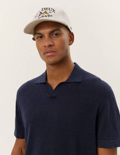 Les Deux | Polo en lin "Emmanuel" - Bleu Marine