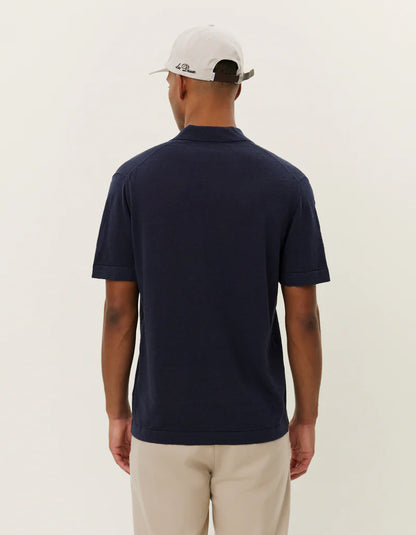 Les Deux | Polo en lin "Emmanuel" - Bleu Marine