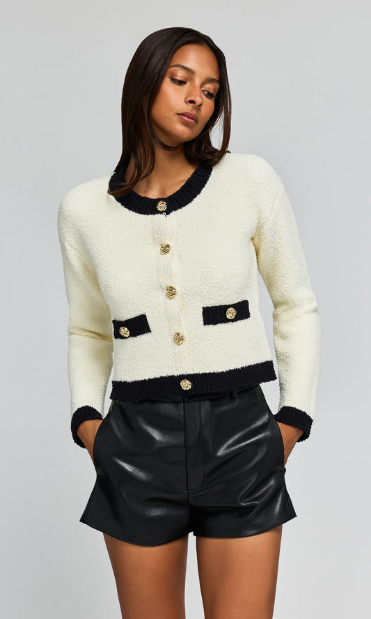 Generation Love | Cardigan en bouclé 'Erica' | Crème/Noir