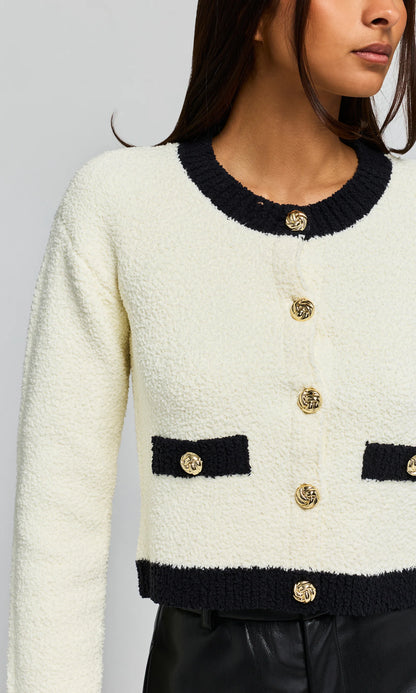 Generation Love | Cardigan en bouclé 'Erica' | Crème/Noir