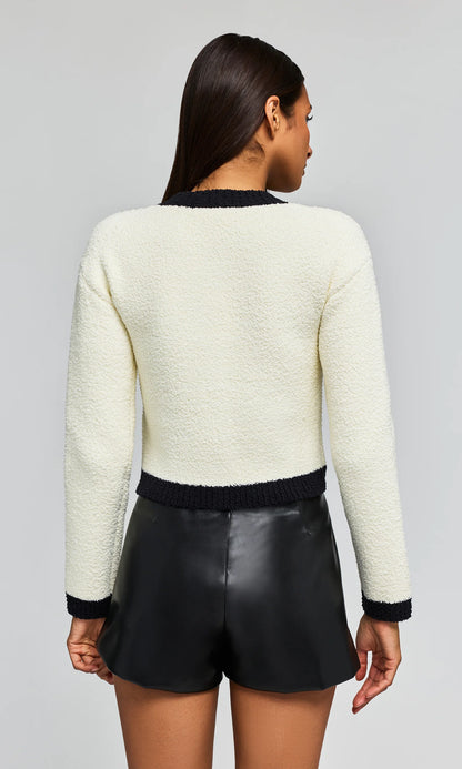 Generation Love | Cardigan en bouclé 'Erica' | Crème/Noir