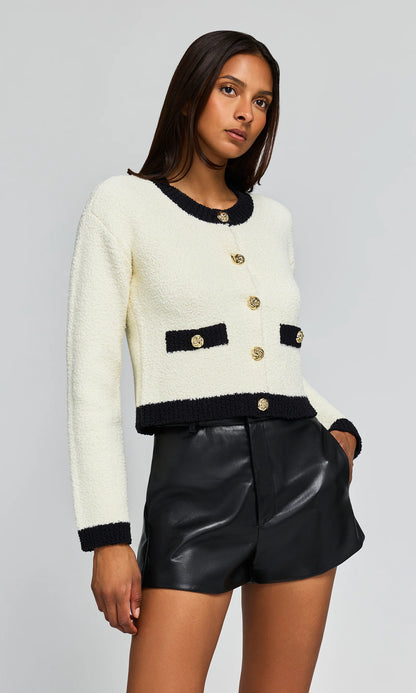 Generation Love | Cardigan en bouclé 'Erica' | Crème/Noir