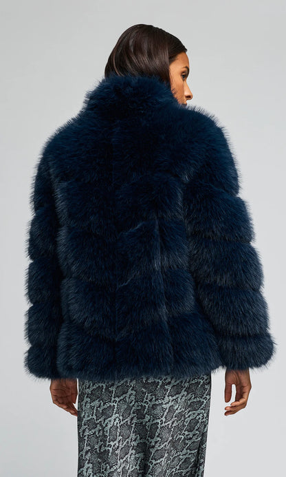 Generation Love | Manteau en fausse fourrure 'Louisa' | Bleu marine