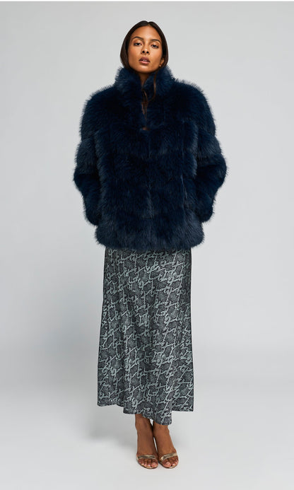 Generation Love | Manteau en fausse fourrure 'Louisa' | Bleu marine