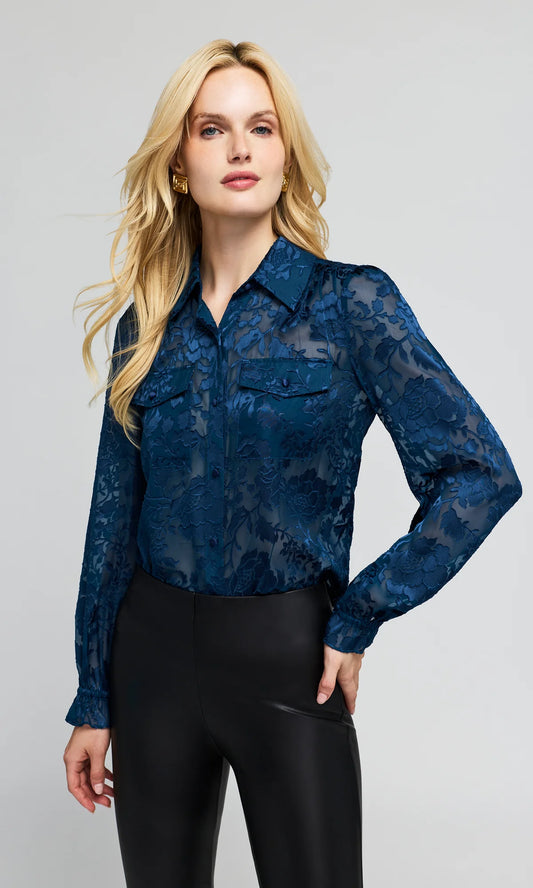 Generation Love | Blouse à motif floral 'Priya' | Bleu Marine