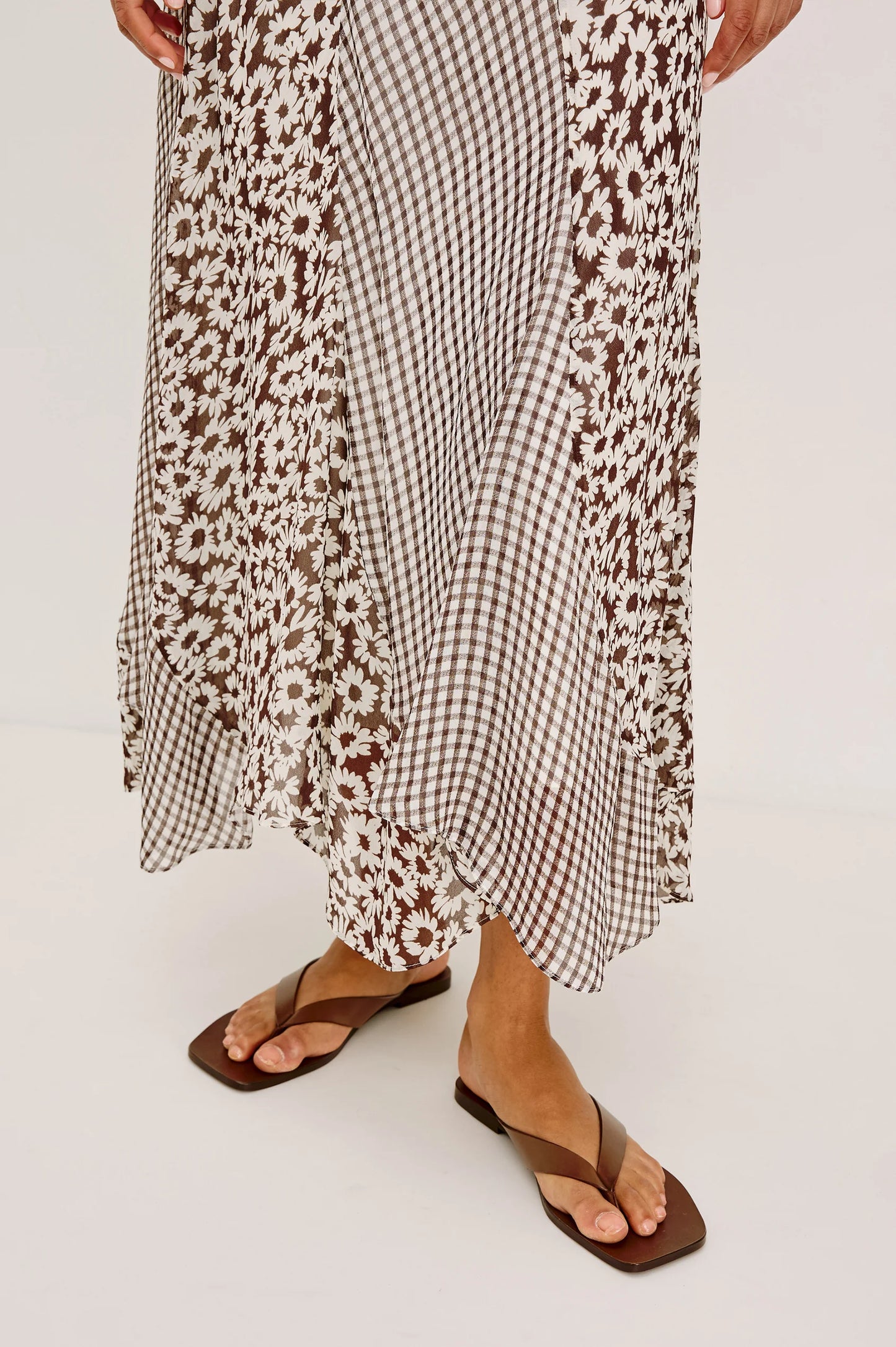 Rails | Jupe longue taille haute ''Felina'' - Motif vichy Espresso Daisy