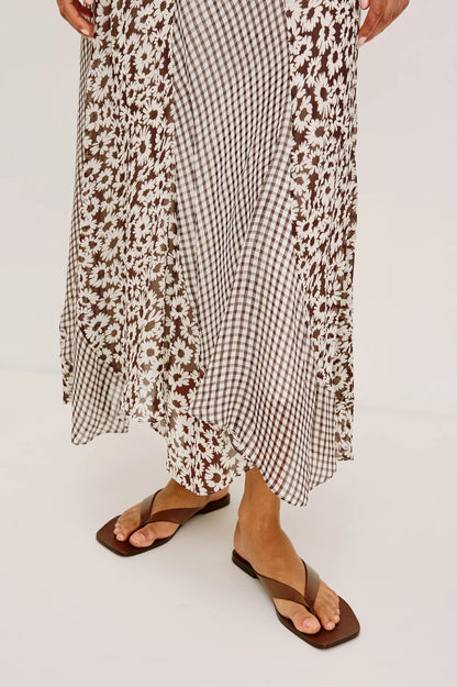 Rails | Jupe longue taille haute ''Felina'' - Motif vichy Espresso Daisy