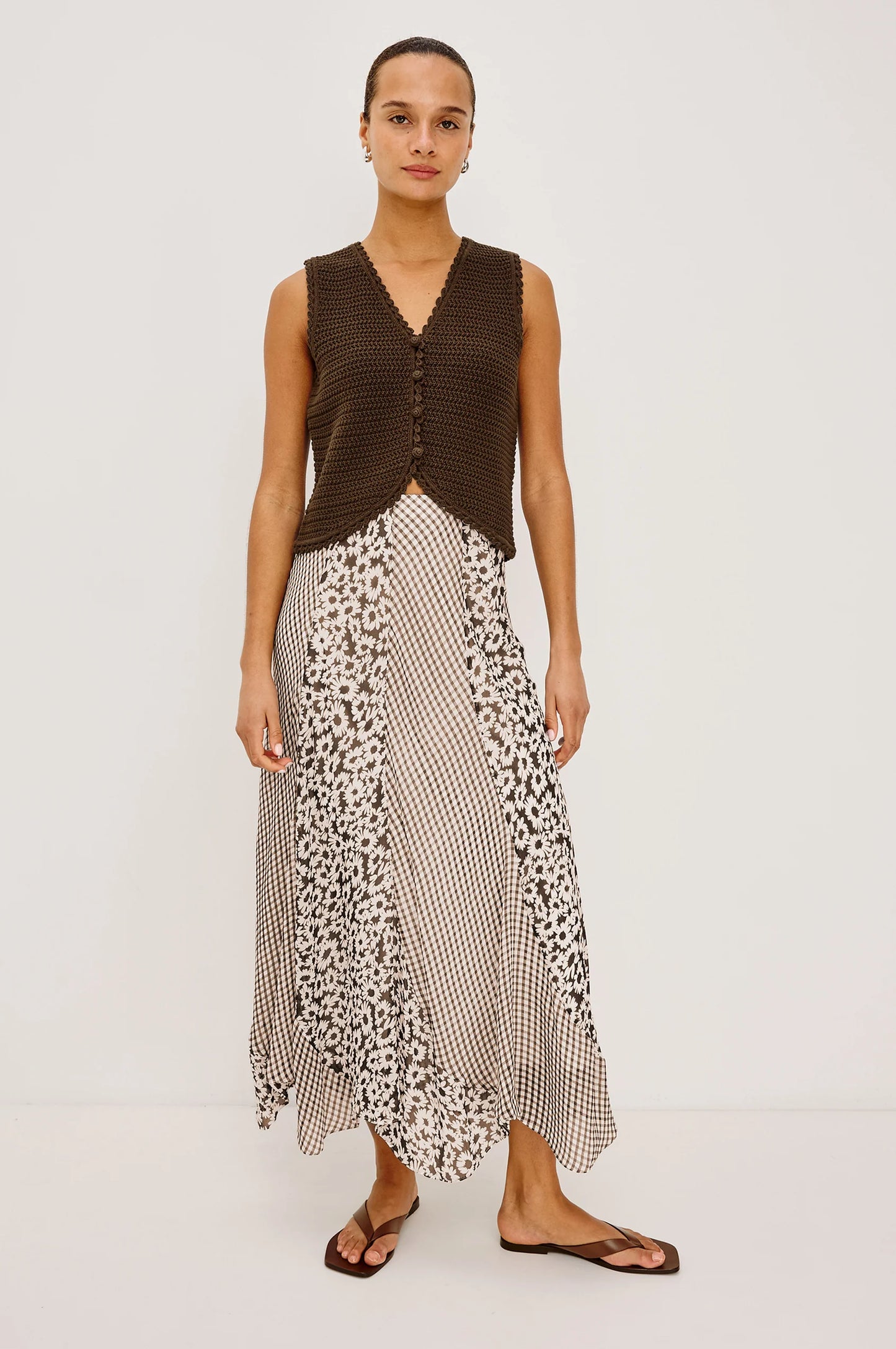 Rails | Jupe longue taille haute ''Felina'' - Motif vichy Espresso Daisy