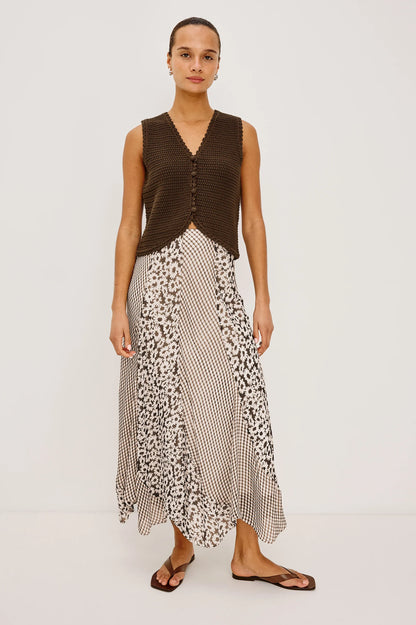 Rails | Jupe longue taille haute ''Felina'' - Motif vichy Espresso Daisy