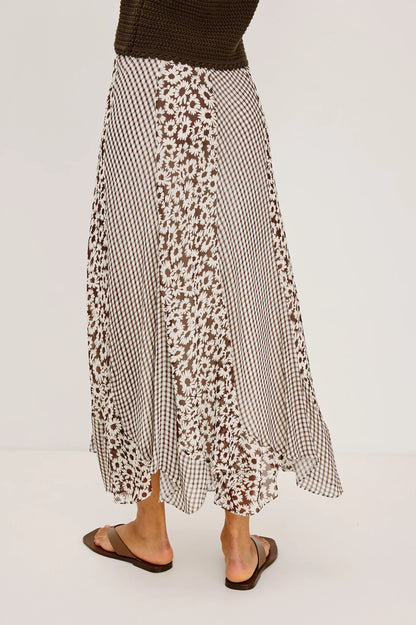 Rails | Jupe longue taille haute ''Felina'' - Motif vichy Espresso Daisy