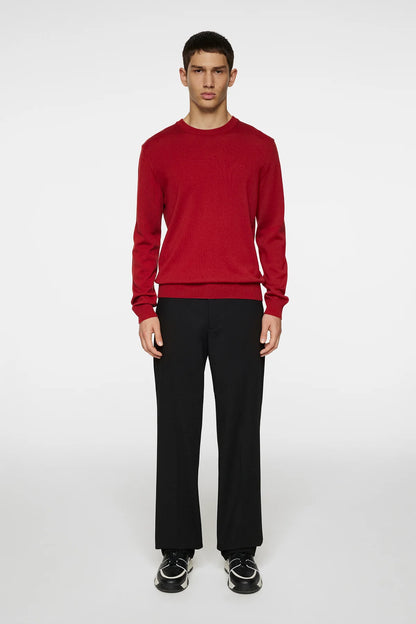 J.LINDEBERG | Pull "Keane" Merino à col rond - Rouge Bossa Nova