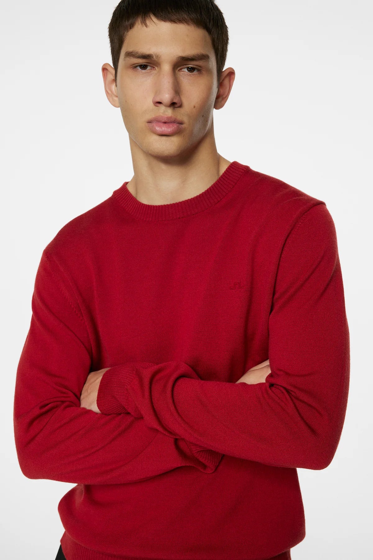 J.LINDEBERG | Pull "Keane" Merino à col rond - Rouge Bossa Nova