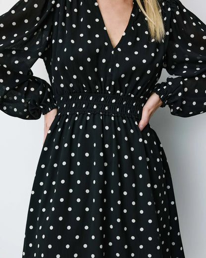 GRACE & MILA | Robe courte fluide à pois 'Ailona' | Noire