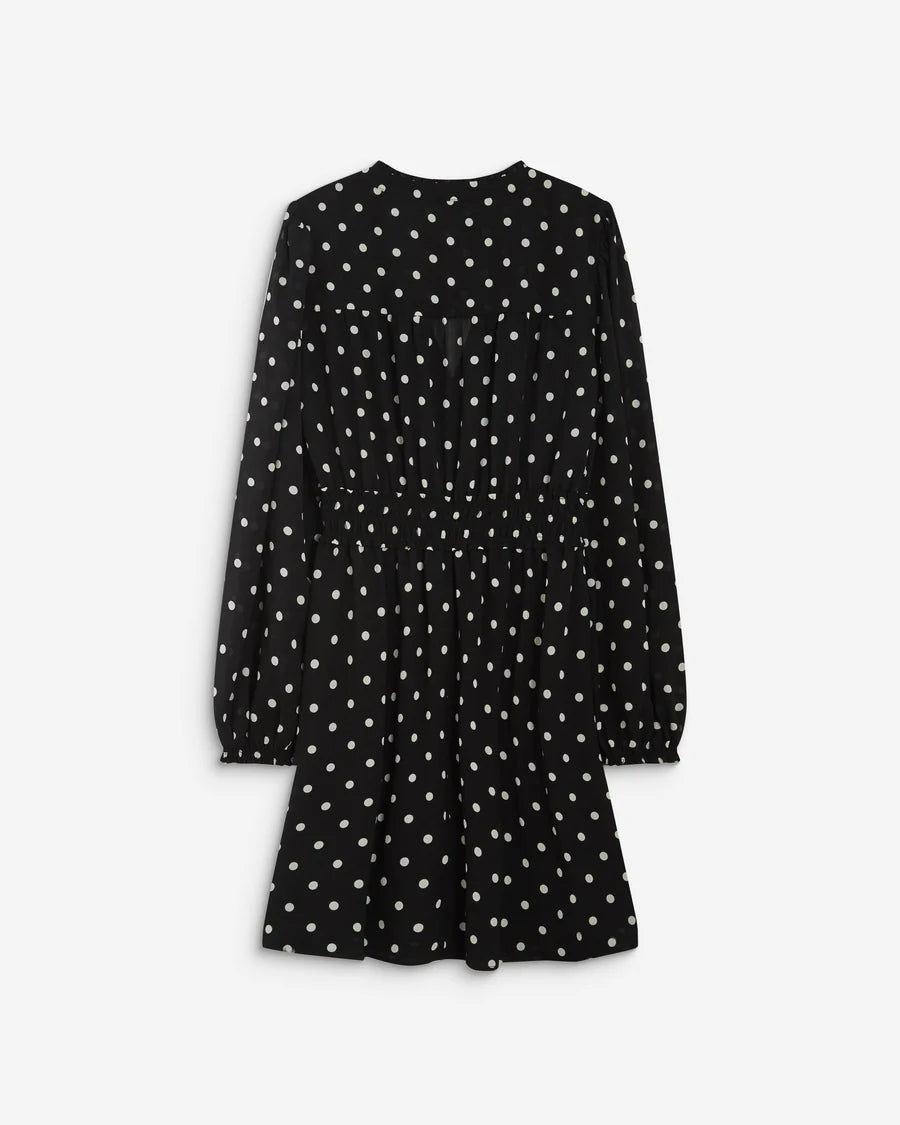 GRACE & MILA | Robe courte fluide à pois 'Ailona' | Noire