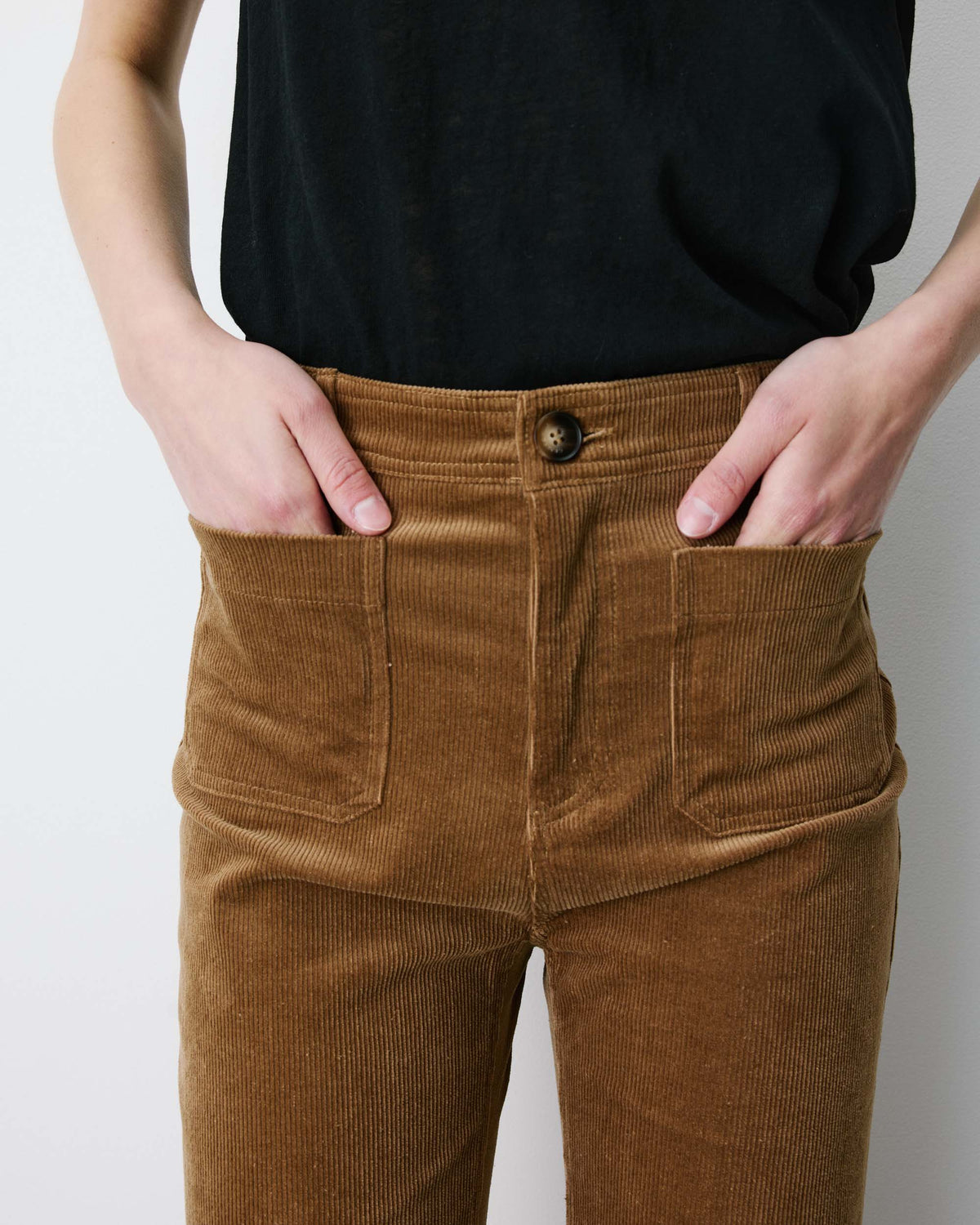 GRACE & MILA | Pantalon droit velours côtelé ''Alban'' | coffee