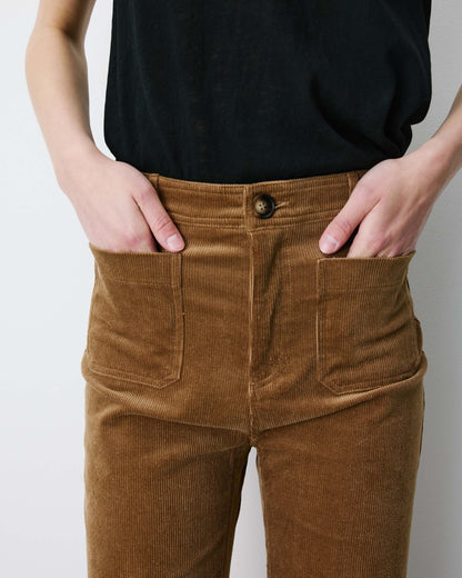 GRACE & MILA | Pantalon droit velours côtelé ''Alban'' | coffee