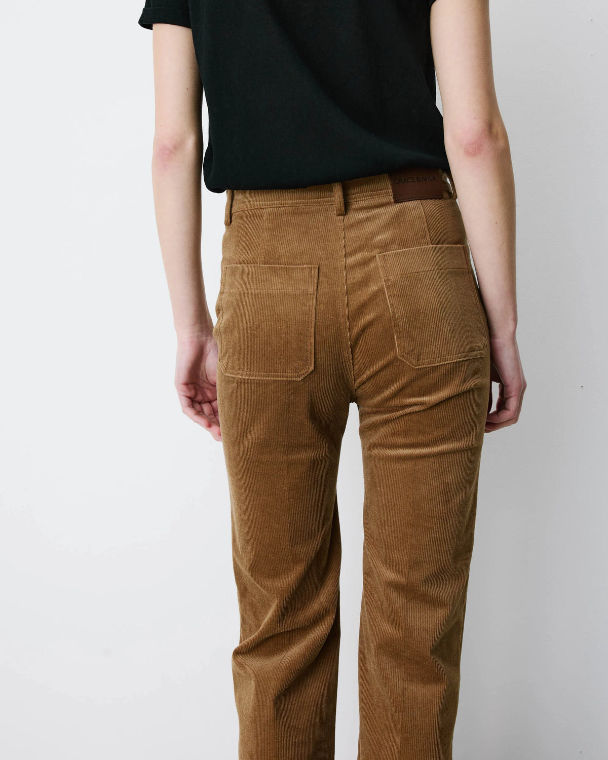 GRACE & MILA | Pantalon droit velours côtelé ''Alban'' | coffee