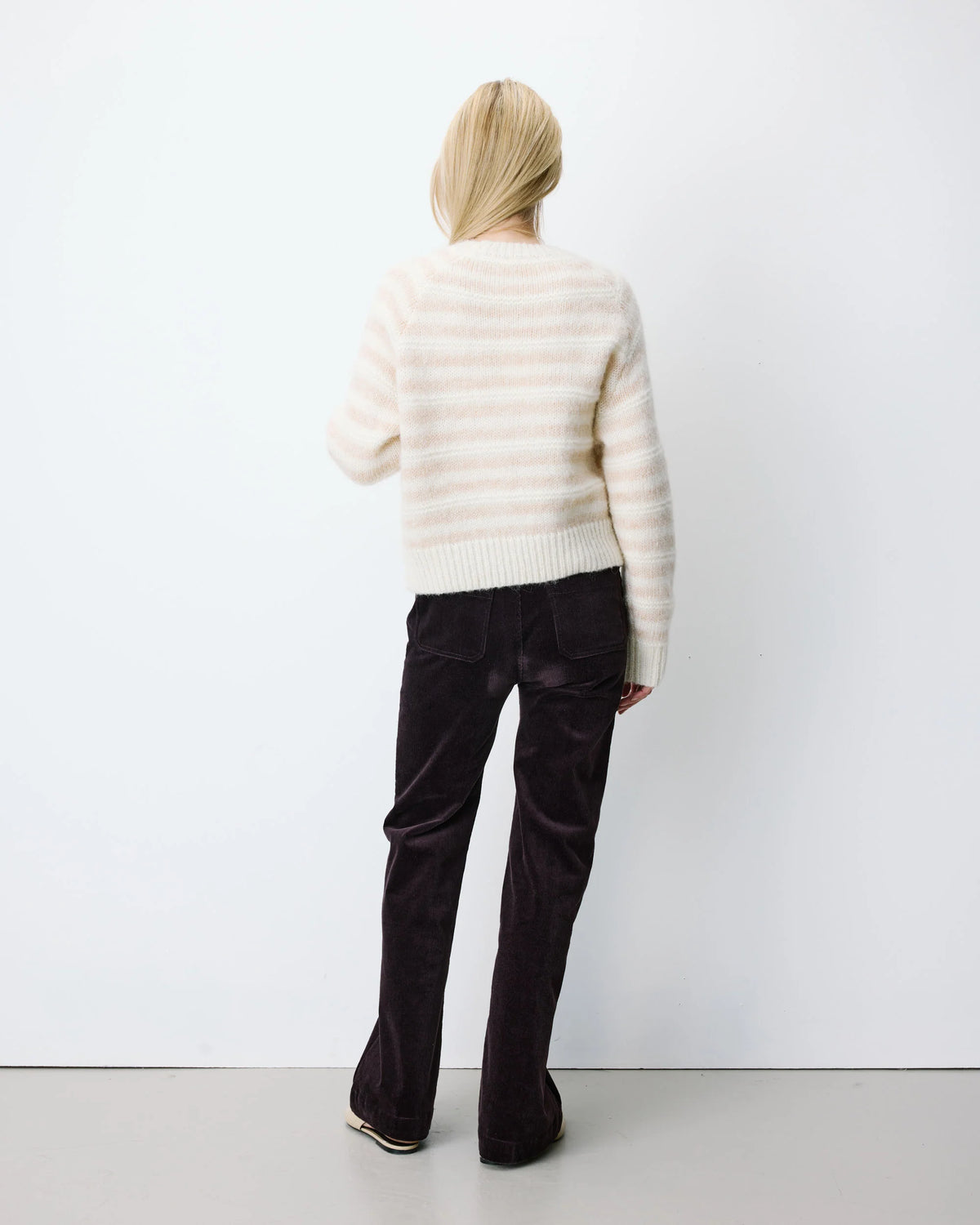 GRACE & MILA | Pull en maille mélangée d’alpaga à rayures beige 'Aimond' | Beige
