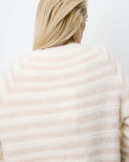 GRACE & MILA | Pull en maille mélangée d’alpaga à rayures beige 'Aimond' | Beige