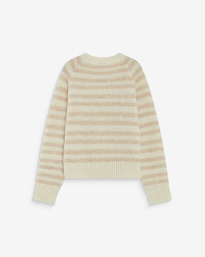 GRACE & MILA | Pull en maille mélangée d’alpaga à rayures beige 'Aimond' | Beige
