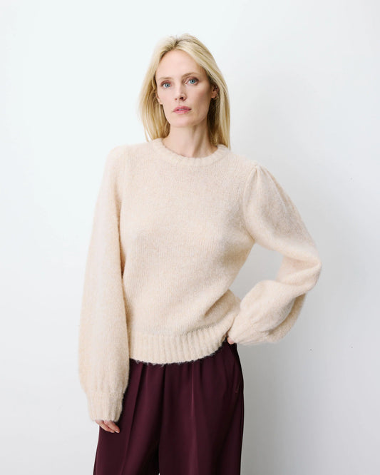 GRACE & MILA | Pull à épaules froncées 'Antoine' | Beige