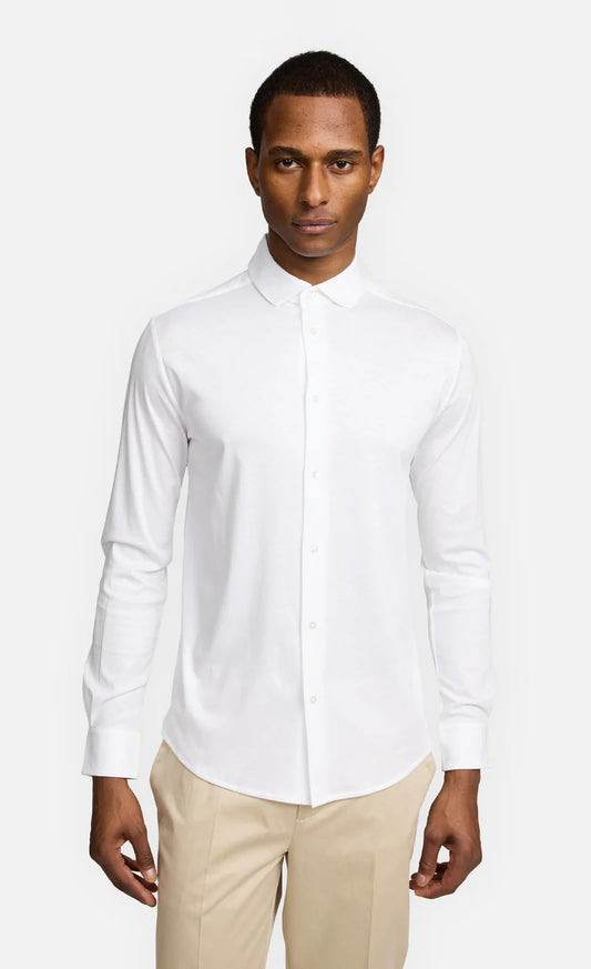 Kiefermann | Chemise en jersey de coton mercerisé- Blanche