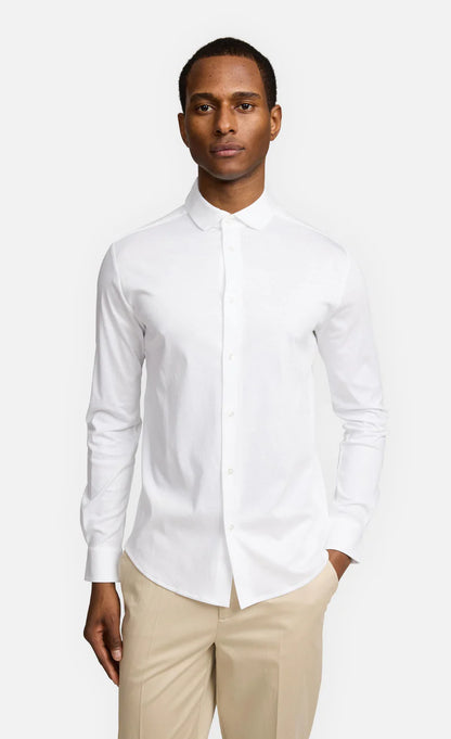 Kiefermann | Chemise en jersey de coton mercerisé- Blanche