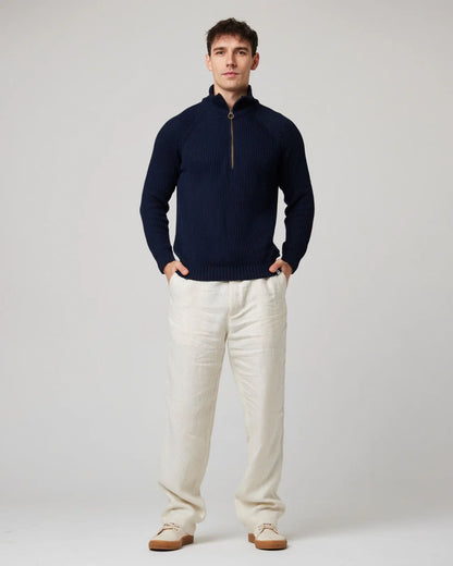 Peregrine | Pull en coton à quart de zip ''Felix'' - Marine
