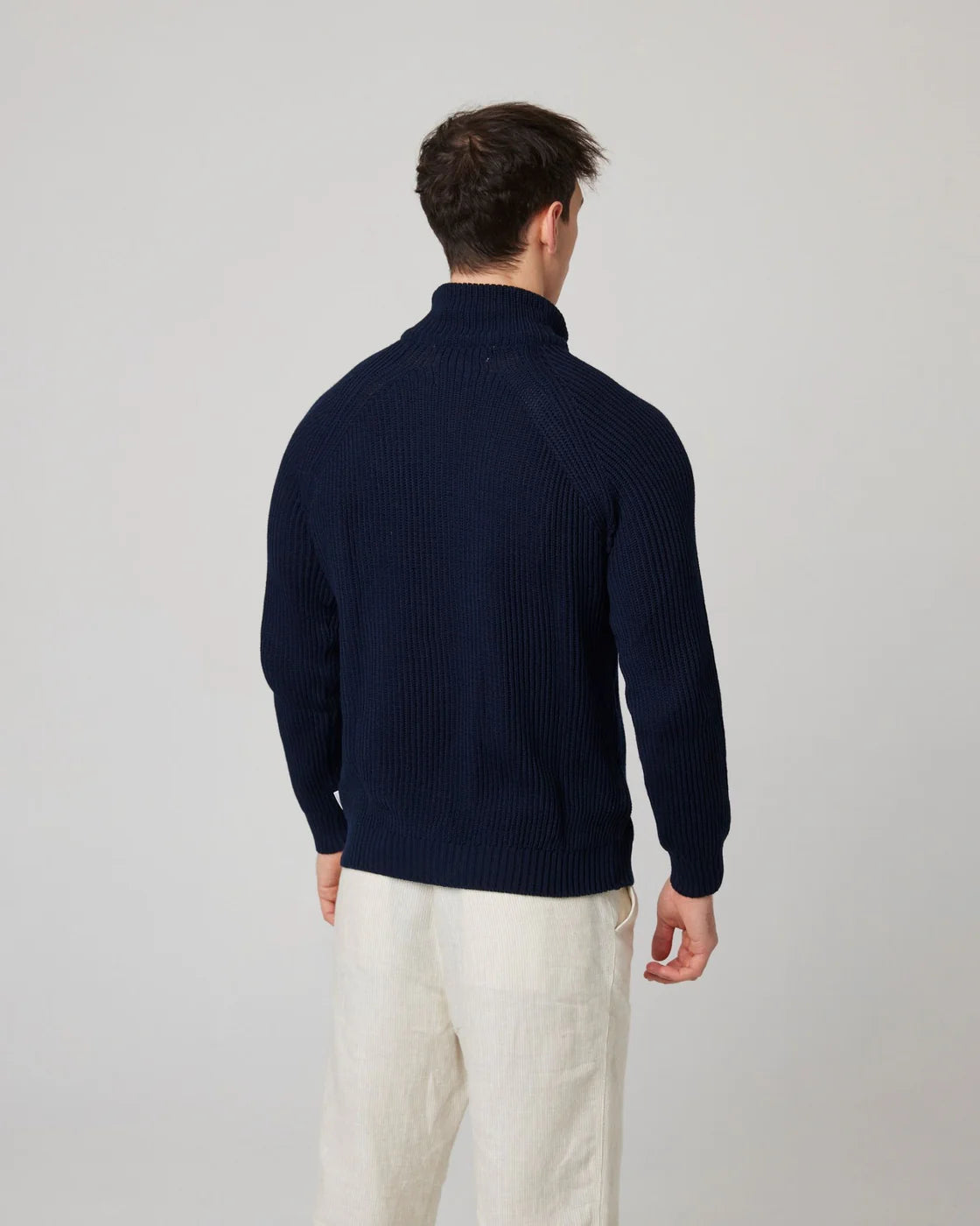 Peregrine | Pull en coton à quart de zip ''Felix'' - Marine