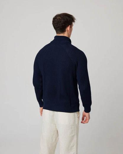 Peregrine | Pull en coton à quart de zip ''Felix'' - Marine