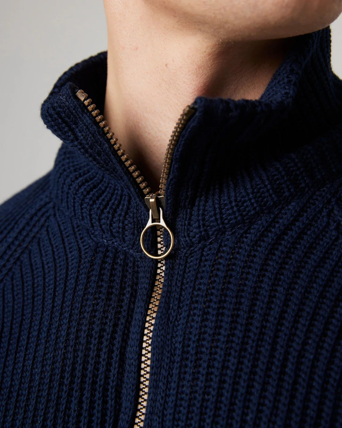 Peregrine | Pull en coton à quart de zip ''Felix'' - Marine