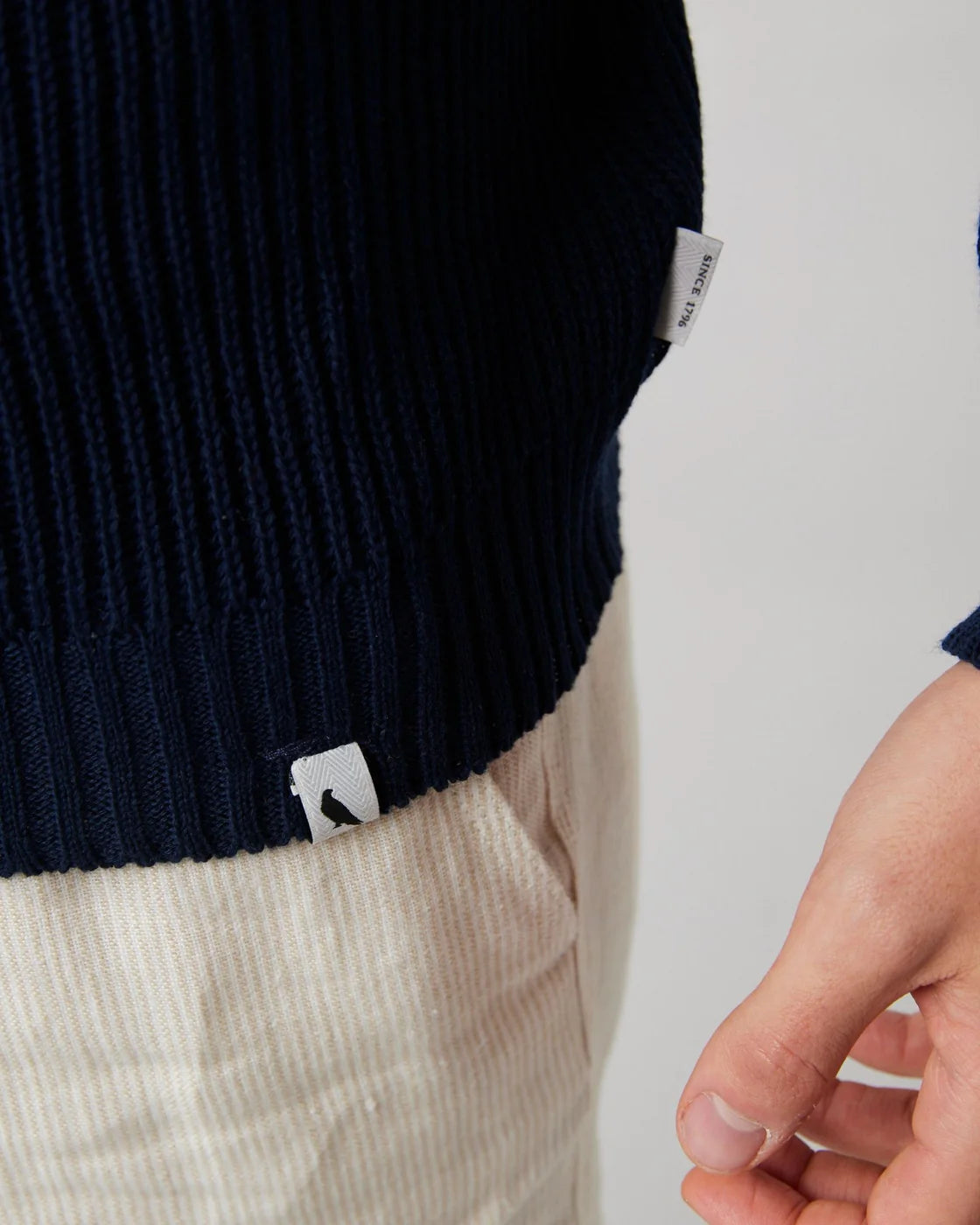 Peregrine | Pull en coton à quart de zip ''Felix'' - Marine