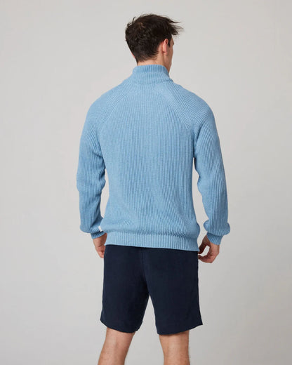 Peregrine | Pull en coton à quart de zip ''Felix'' - Ocean