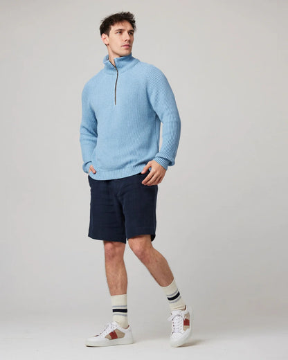 Peregrine | Pull en coton à quart de zip ''Felix'' - Ocean