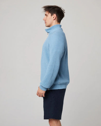 Peregrine | Pull en coton à quart de zip ''Felix'' - Ocean