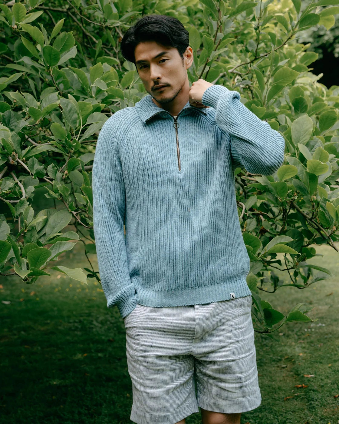 Peregrine | Pull en coton à quart de zip ''Felix'' - Ocean