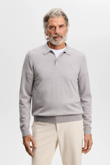J.Lindeberg |  Polo en laine mérinos tricotée Kai - Gris clair