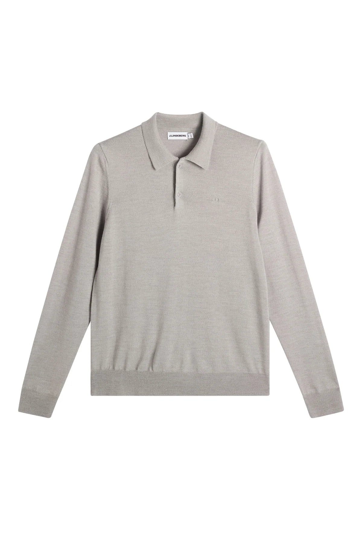 J.Lindeberg |  Polo en laine mérinos tricotée Kai - Gris clair
