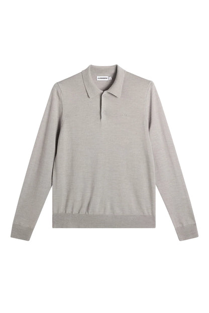 J.Lindeberg |  Polo en laine mérinos tricotée Kai - Gris clair