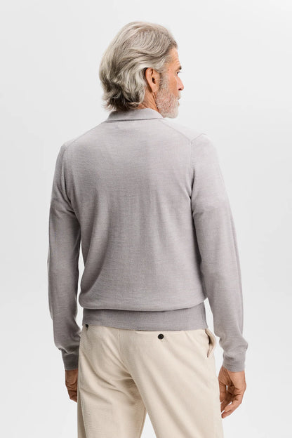 J.Lindeberg |  Polo en laine mérinos tricotée Kai - Gris clair